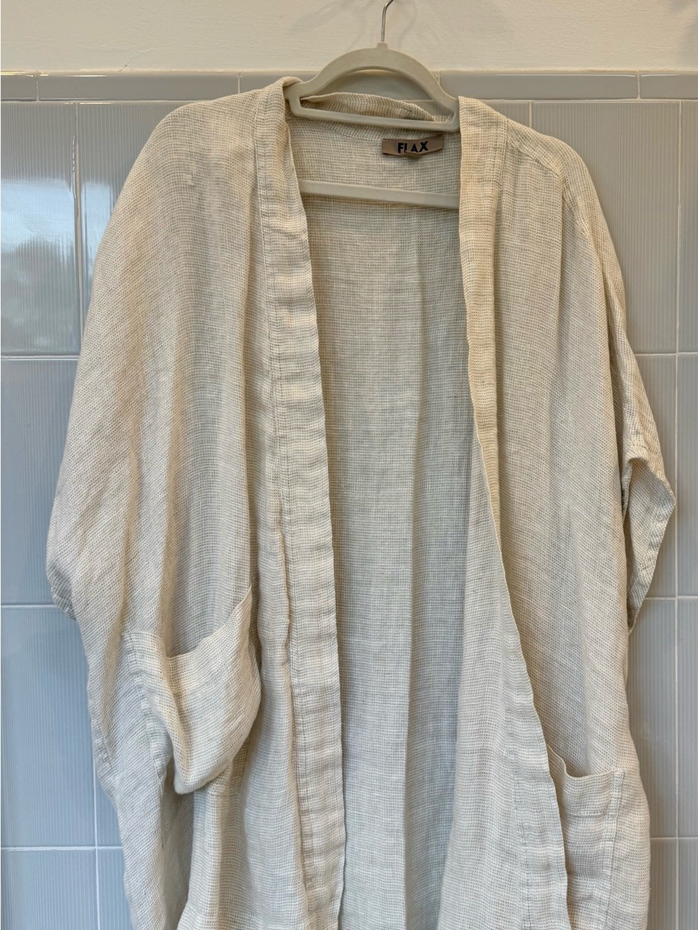 Flax Neutral Natural Linen Open-Weave Kimono